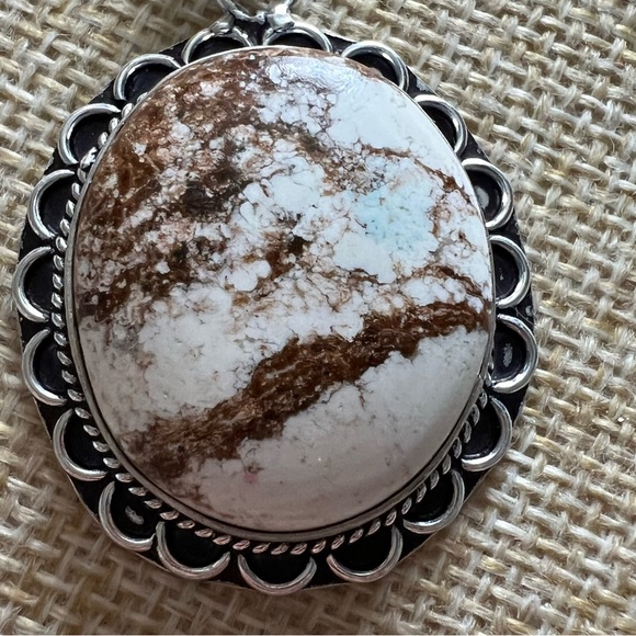 New Wild Horse Jasper Stone Silver Overlay Pendant Necklace - Picture 2 of 4